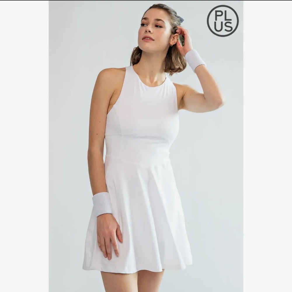 Plus Size Butter Romper Dress with Keyhole Rae Mode white nwt